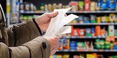 Person looking at receipts